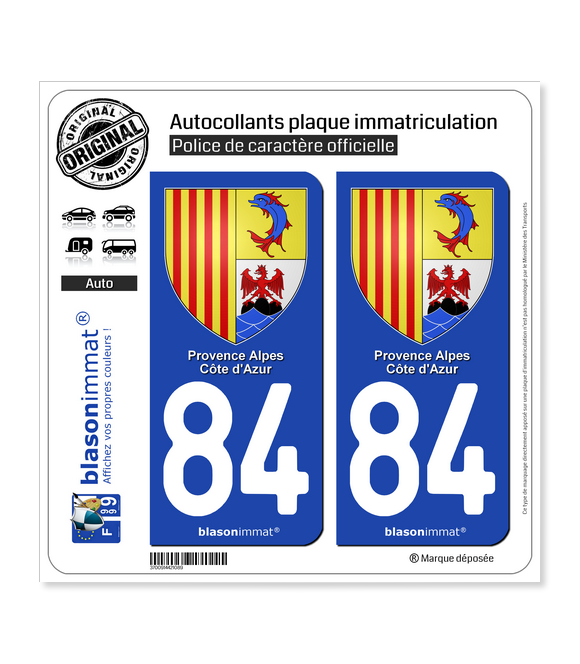 84 PACA - Armoiries | Autocollant plaque immatriculation