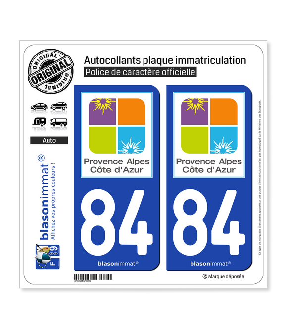 84 PACA - Tourisme | Autocollant plaque immatriculation