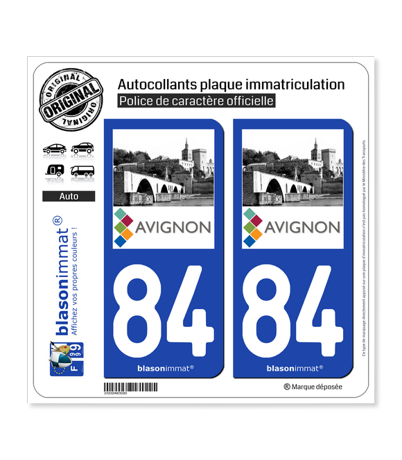 84 Avignon -Tourisme | Autocollant plaque immatriculation