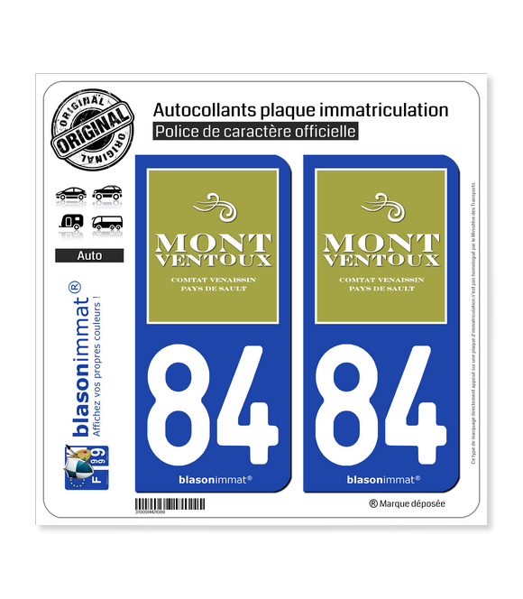 84 Mont Ventoux - Pays | Autocollant plaque immatriculation