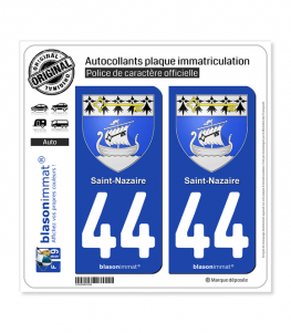 44 Saint-Nazaire - Armoiries | Autocollant plaque immatriculation