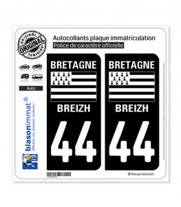 44 Bretagne - Drapeau Historique | Autocollant plaque immatriculation