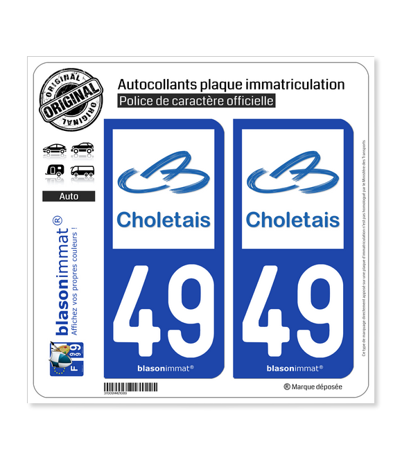 49 Cholet - Agglo | Autocollant plaque immatriculation