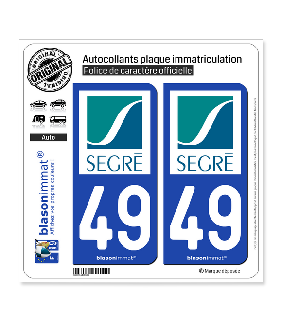 49 Segré - Ville | Autocollant plaque immatriculation