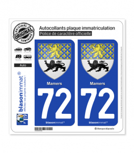 72 Mamers - Armoiries | Autocollant plaque immatriculation