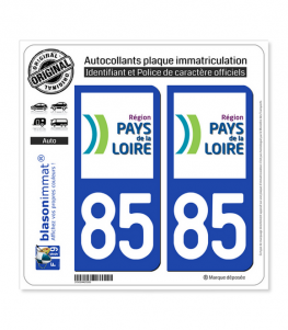 85 Pays de la Loire - LogoType | Autocollant plaque immatriculation