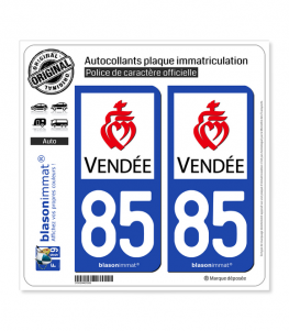 85 Vendée - Département | Autocollant plaque immatriculation
