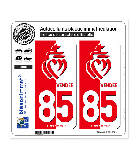 85 Vendée - Collector | Autocollant plaque immatriculation