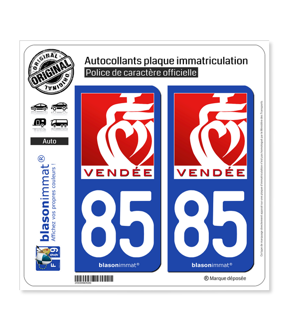 85 Vendée - Tourisme II | Autocollant plaque immatriculation