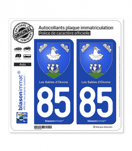 85 Les Sables d'Olonne - Armoiries | Autocollant plaque immatriculation