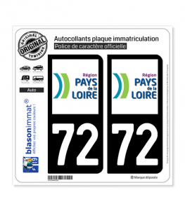 72 Pays de la Loire - LogoType | Autocollant plaque immatriculation