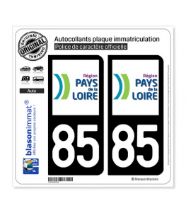 85 Pays de la Loire - LogoType | Autocollant plaque immatriculation
