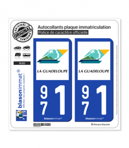 971 Guadeloupe - Département | Autocollant plaque immatriculation