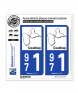 971 Gwadloup - Carte | Autocollant plaque immatriculation