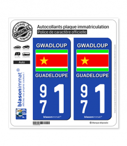 971  Guadeloupe - Drapeau Indépendantiste | Autocollant plaque immatriculation