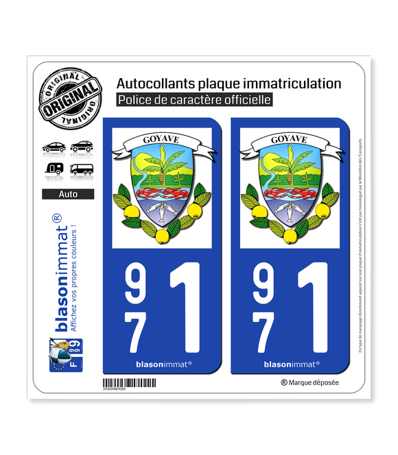 971 Goyave - Armoiries | Autocollant plaque immatriculation