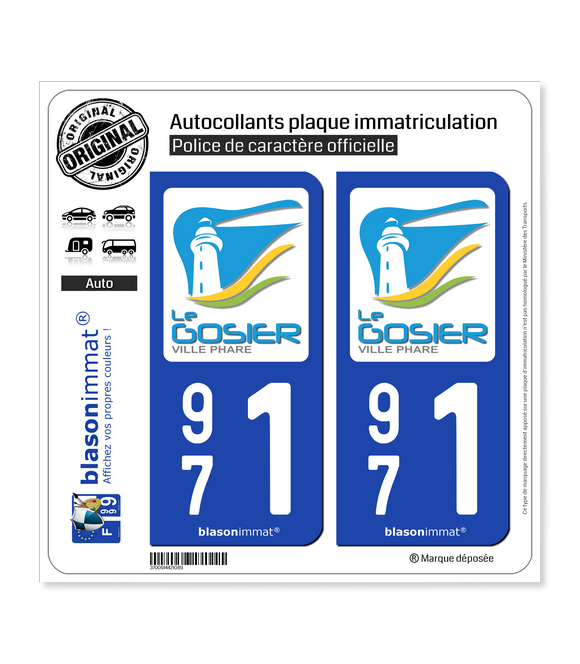 971 Le Gosier - Ville | Autocollant plaque immatriculation
