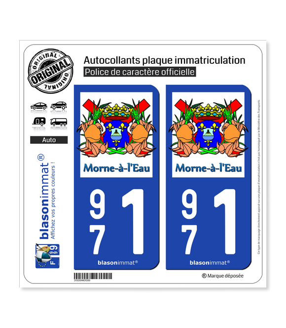 971 Morne-à-l'Eau - Commune | Autocollant plaque immatriculation