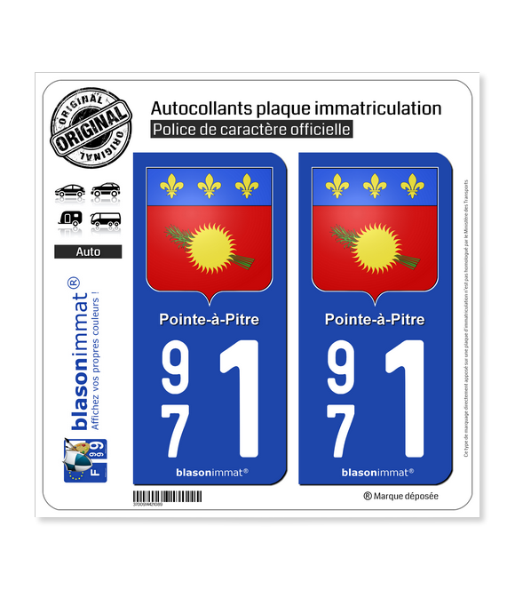 971 Pointe-à-Pitre - Armoiries | Autocollant plaque immatriculation