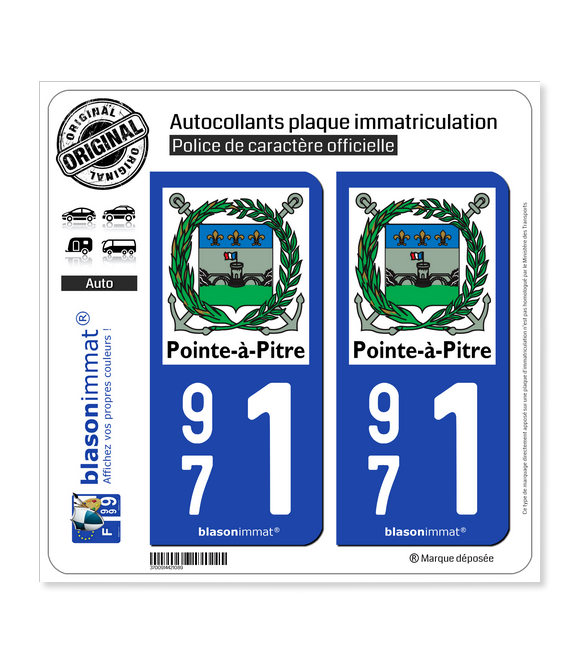 971 Pointe-à-Pitre - Ville | Autocollant plaque immatriculation