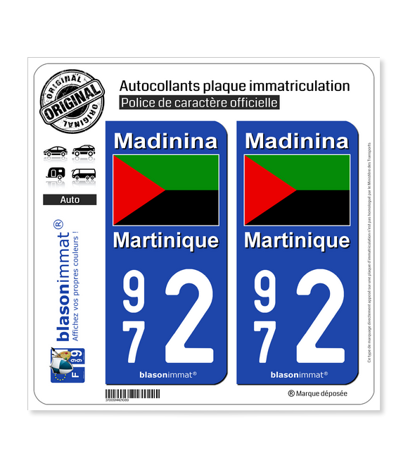 972 Martinique - Drapeau Nationaliste | Autocollant plaque immatriculation