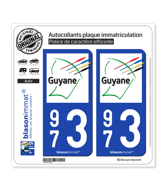 973 Guyane - Collectivité | Autocollant plaque immatriculation