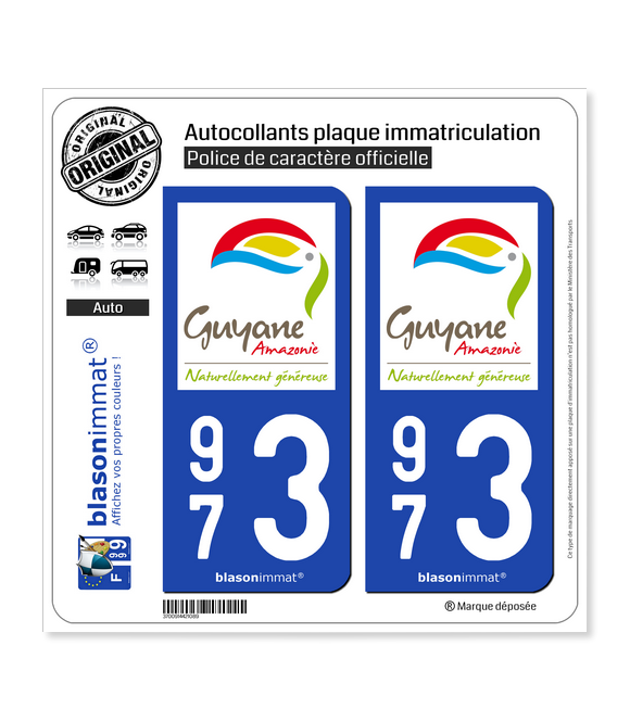 973 Guyane - Tourisme | Autocollant plaque immatriculation