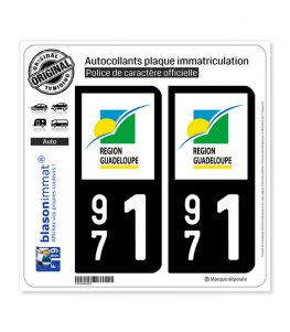 971 Guadeloupe - LogoType | Autocollant plaque immatriculation