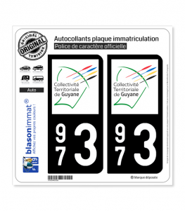 973 Guyane - LogoType II | Autocollant plaque immatriculation