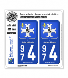 974 Sainte-Marie - Armoiries | Autocollant plaque immatriculation