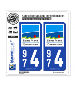 974 Sainte-Marie - Ville | Autocollant plaque immatriculation