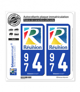 974 Réunion - Département | Autocollant plaque immatriculation