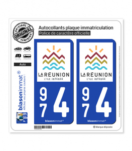 974 Réunion - Tourisme | Autocollant plaque immatriculation