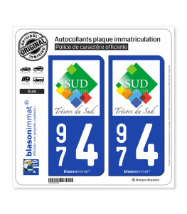 974 Réunion du Sud - Tourisme | Autocollant plaque immatriculation