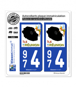 974 Réunion - Fée Clochette | Autocollant plaque immatriculation