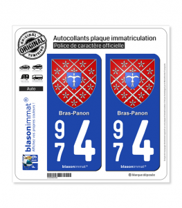 974 Bras-Panon - Armoiries | Autocollant plaque immatriculation