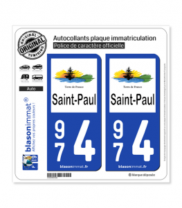 974 Saint-Paul - Ville | Autocollant plaque immatriculation