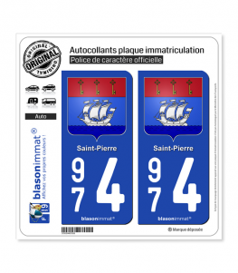 974 Saint-Pierre - Armoiries | Autocollant plaque immatriculation