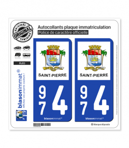 974 Saint-Pierre - Ville | Autocollant plaque immatriculation