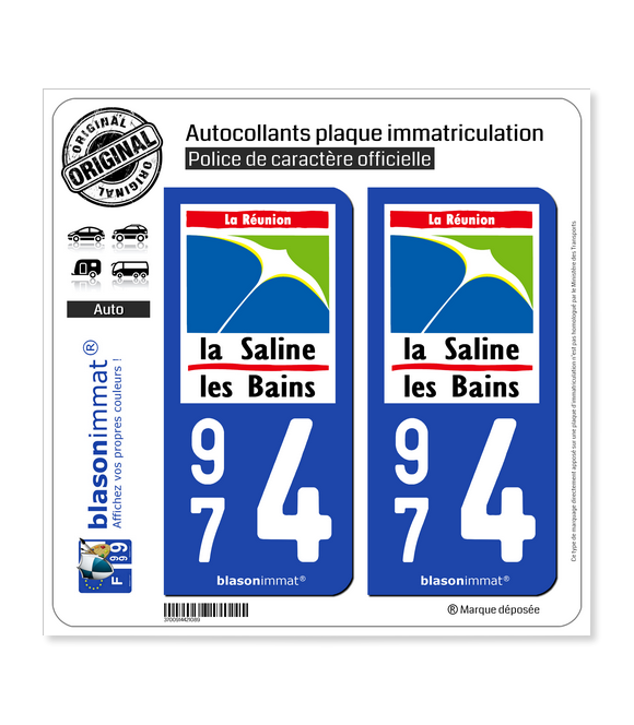974 Saline les Bains - Lieu-Dit | Autocollant plaque immatriculation