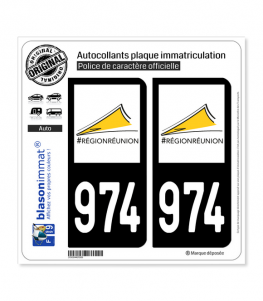 974-H Réunion - LogoType II | Autocollant plaque immatriculation