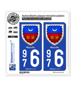 976 Mayotte - Armoiries | Autocollant plaque immatriculation