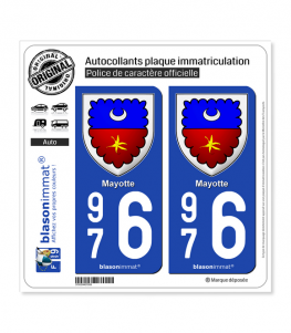 976 Mayotte - Armoiries II | Autocollant plaque immatriculation