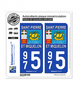 975 Saint-Pierre et Miquelon - Drapeau | Autocollant plaque immatriculation
