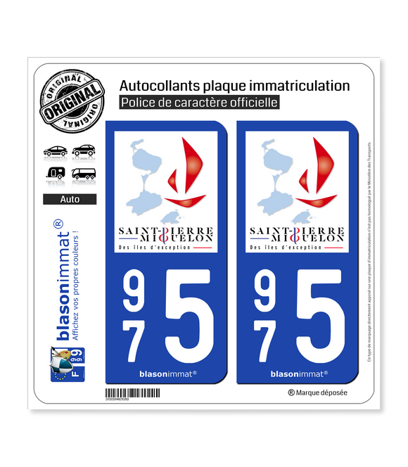 975 Saint-Pierre et Miquelon - Tourisme | Autocollant plaque immatriculation