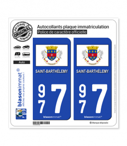 977 Saint-Barthélemy - Drapeau | Autocollant plaque immatriculation