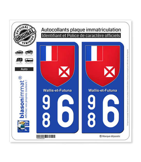 986 Wallis-et-Futuna - Armoiries | Autocollant plaque immatriculation