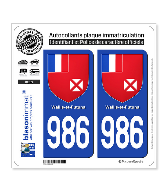 986-H Wallis-et-Futuna - Armoiries | Autocollant plaque immatriculation