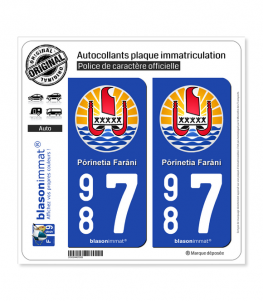 987 Polynésie Française - Armoiries | Autocollant plaque immatriculation