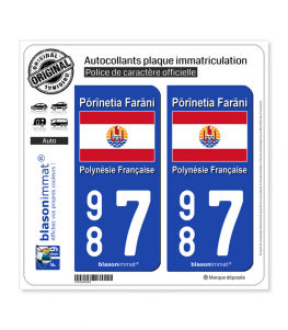 987 Polynésie Française - Drapeau | Autocollant plaque immatriculation